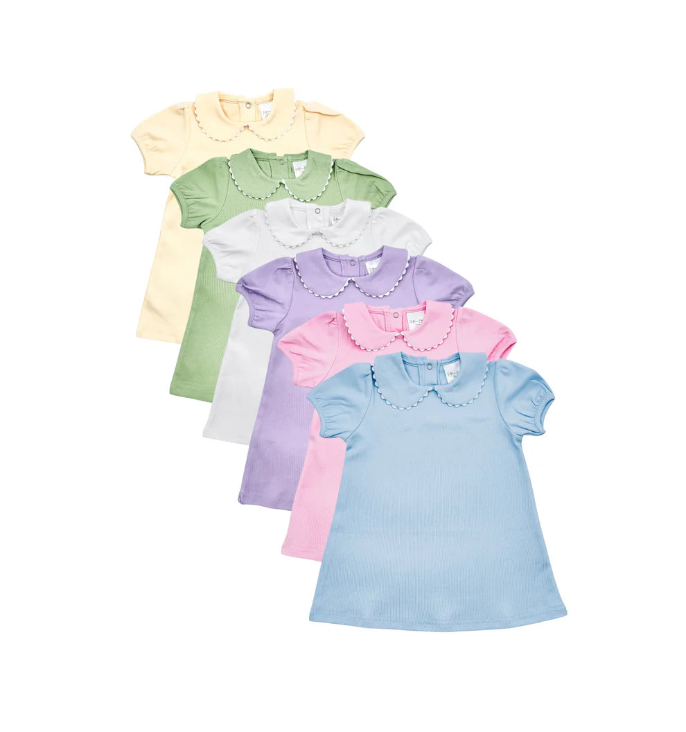 Girl's Scalloped Short Sleeve Dress