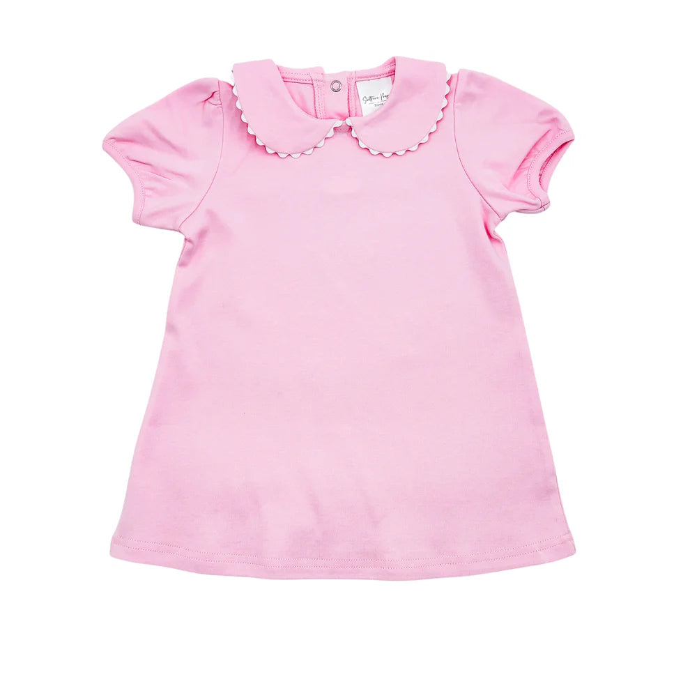 Girl's Scalloped Short Sleeve Dress