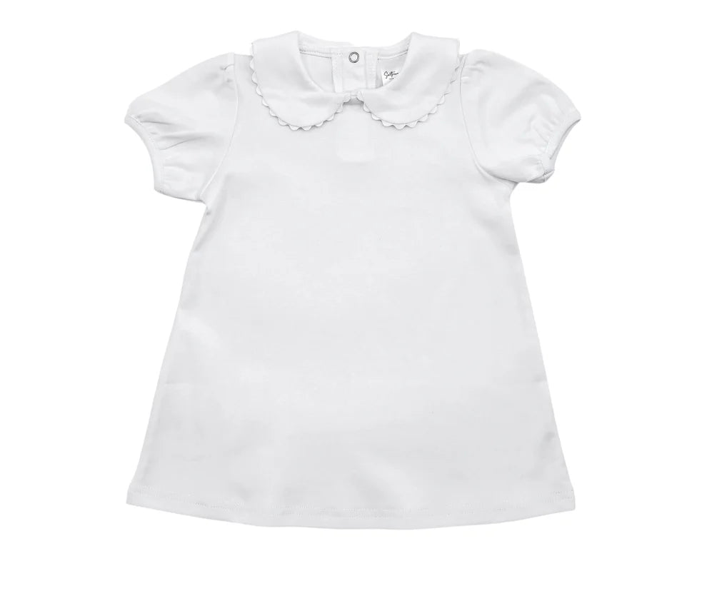 Girl's Scalloped Short Sleeve Dress